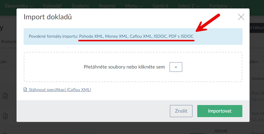 Import faktur - formulář