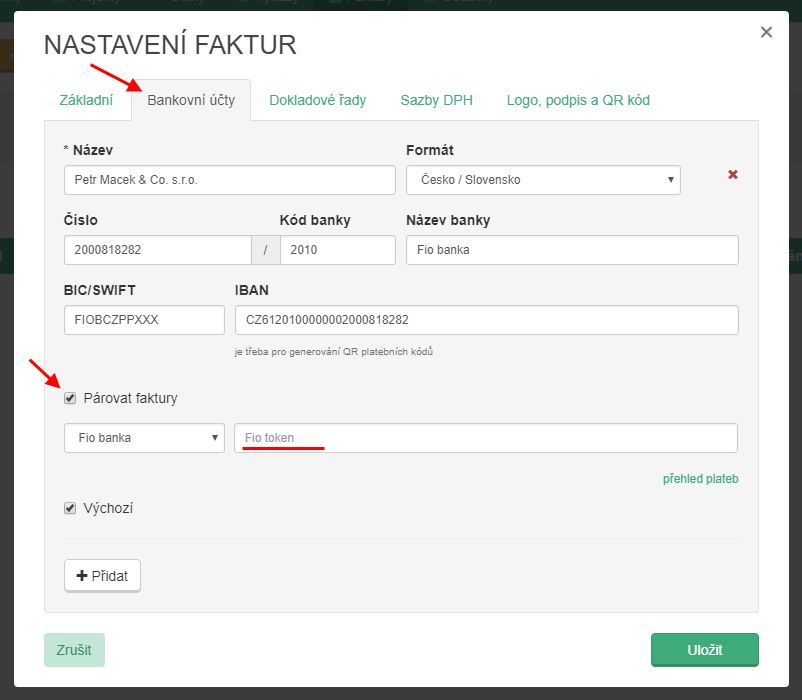 Párování plateb s fakturami